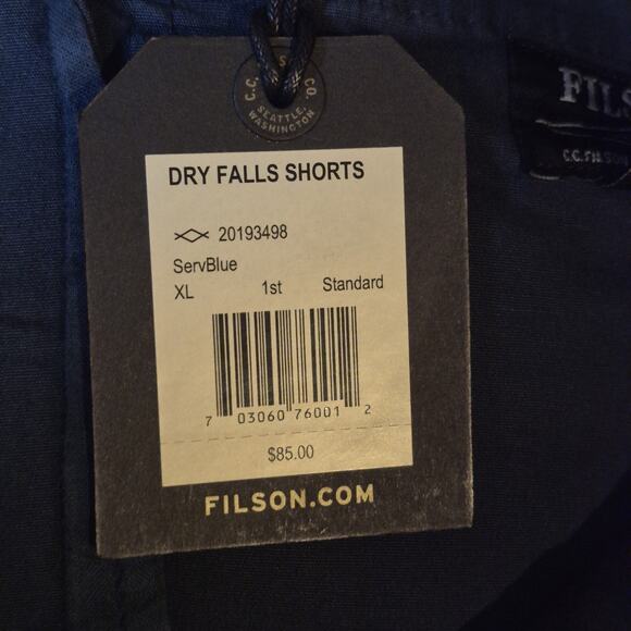 Filson Dry Falls Shorts Men's XL Serv Blue Durable Stretch Cotton Hiking New - Picture 8 of 9